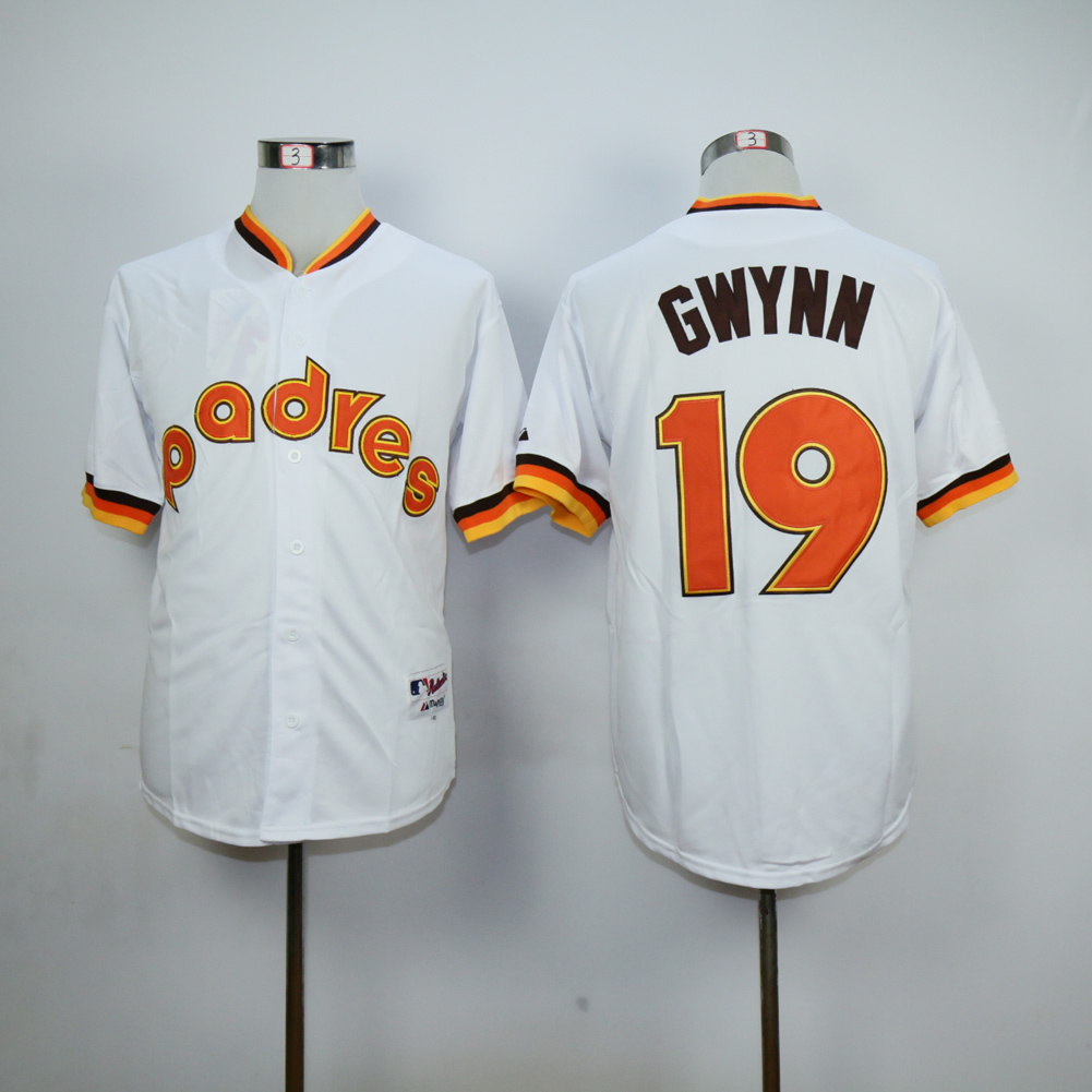 Men San Diego Padres #19 Gwynn White Throwback 1984 MLB Jerseys